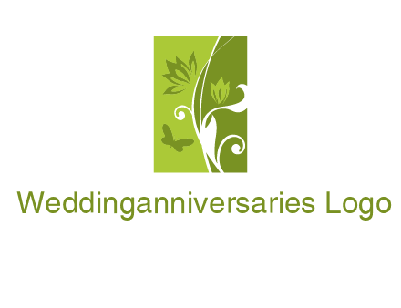 spring garden logo with flows and a butterfly