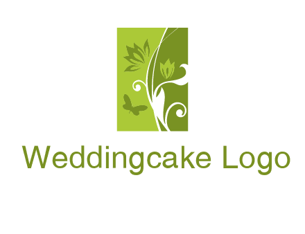spring garden logo with flows and a butterfly