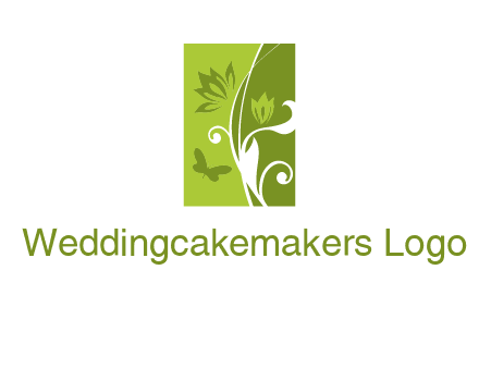 spring garden logo with flows and a butterfly