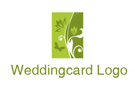 spring garden logo with flows and a butterfly