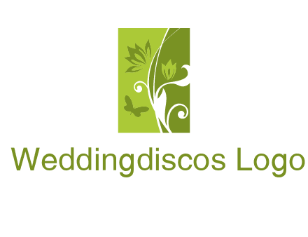 spring garden logo with flows and a butterfly