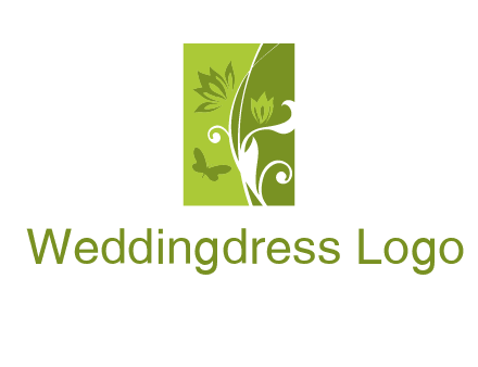 spring garden logo with flows and a butterfly