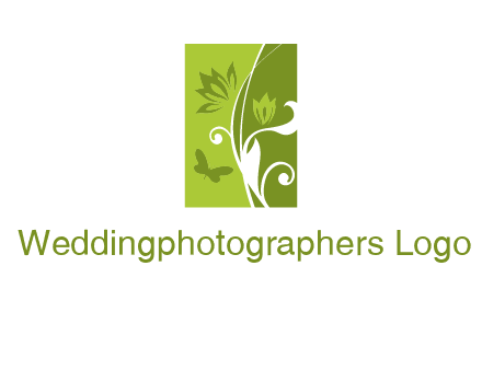 spring garden logo with flows and a butterfly