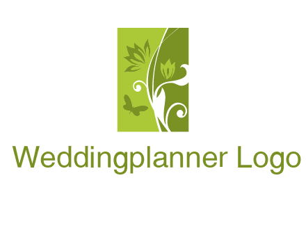 spring garden logo with flows and a butterfly