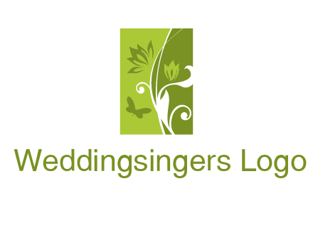 spring garden logo with flows and a butterfly