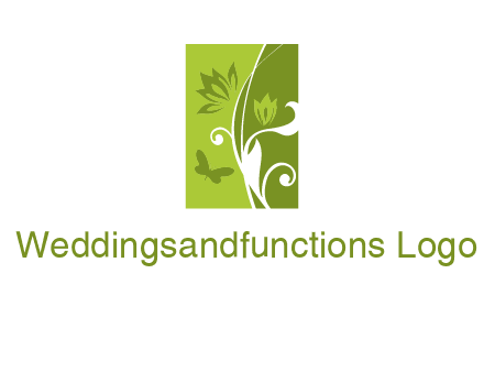 spring garden logo with flows and a butterfly