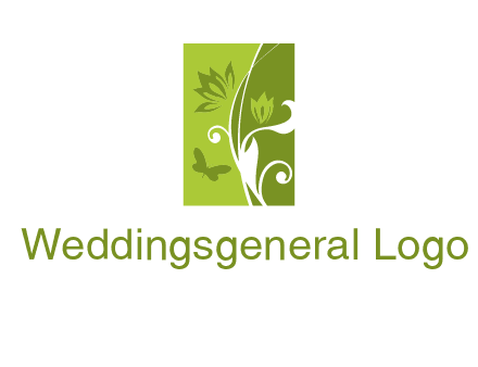 spring garden logo with flows and a butterfly