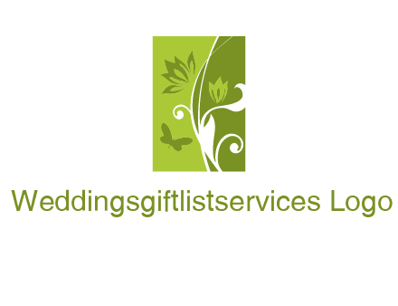 spring garden logo with flows and a butterfly