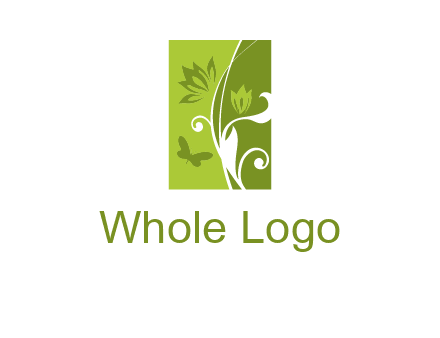 spring garden logo with flows and a butterfly