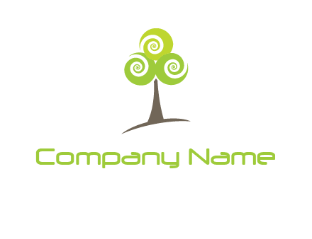 tree with swirl or spiral leaves logo