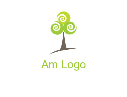 tree with swirl or spiral leaves logo