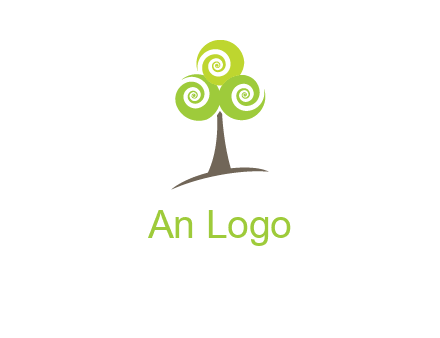 tree with swirl or spiral leaves logo