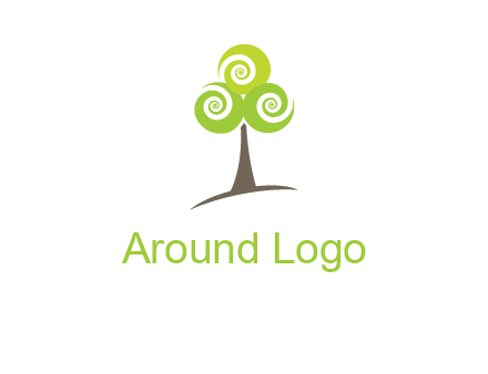 tree with swirl or spiral leaves logo