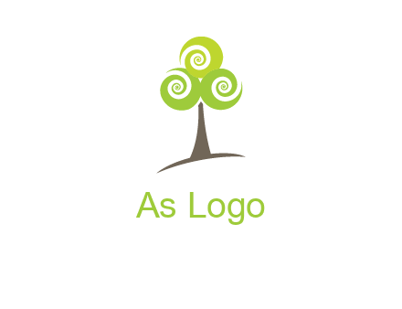 tree with swirl or spiral leaves logo
