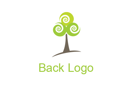 tree with swirl or spiral leaves logo