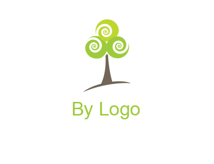 tree with swirl or spiral leaves logo