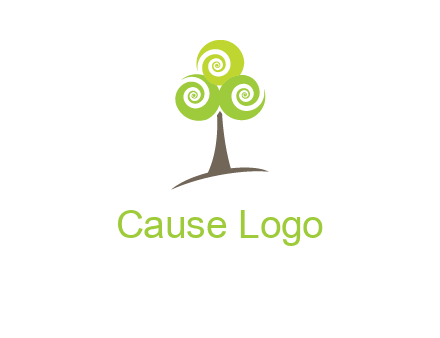 tree with swirl or spiral leaves logo