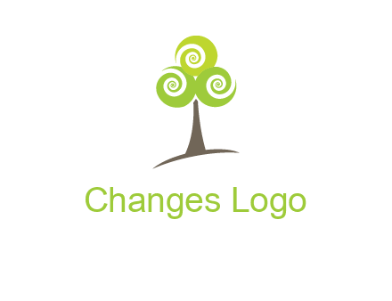 tree with swirl or spiral leaves logo