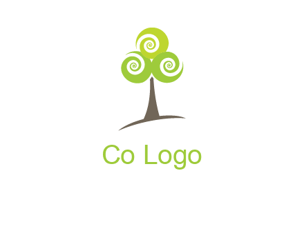 tree with swirl or spiral leaves logo