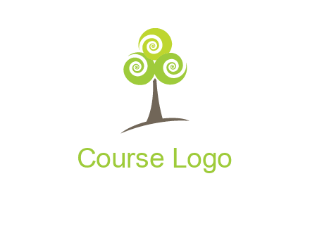 tree with swirl or spiral leaves logo