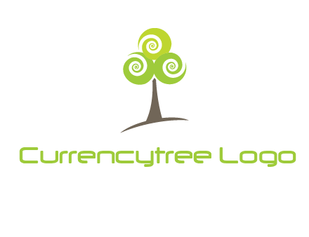 tree with swirl or spiral leaves logo