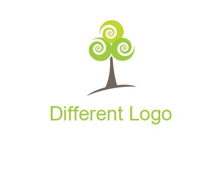 tree with swirl or spiral leaves logo