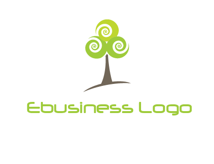 tree with swirl or spiral leaves logo