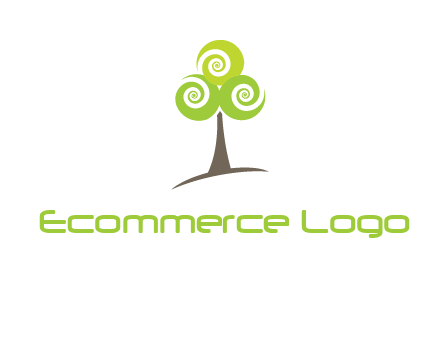 tree with swirl or spiral leaves logo