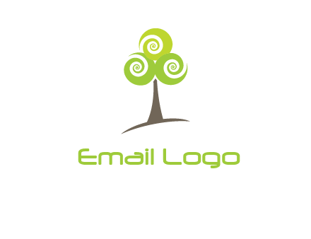 tree with swirl or spiral leaves logo