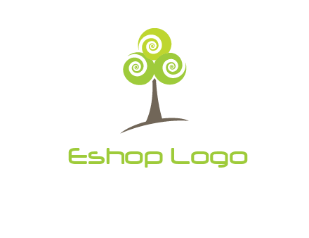tree with swirl or spiral leaves logo