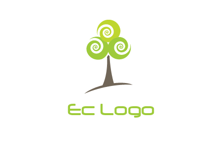 tree with swirl or spiral leaves logo