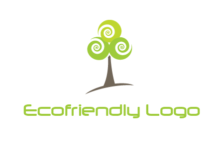 tree with swirl or spiral leaves logo