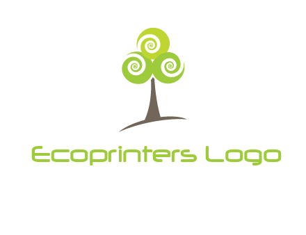 tree with swirl or spiral leaves logo
