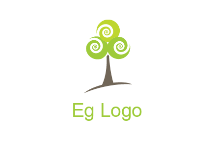 tree with swirl or spiral leaves logo