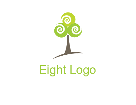 tree with swirl or spiral leaves logo