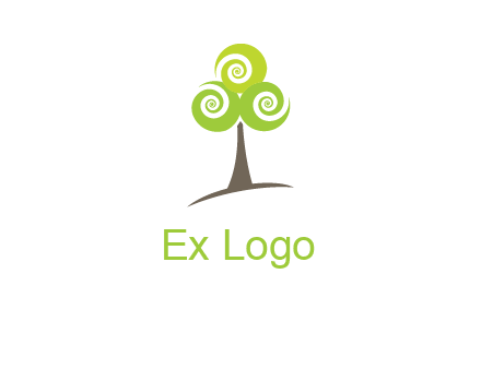 tree with swirl or spiral leaves logo