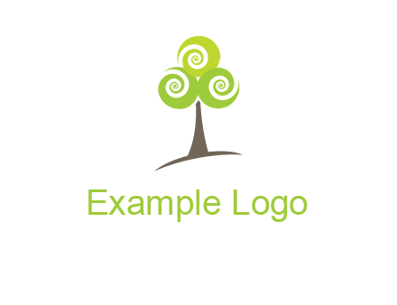 tree with swirl or spiral leaves logo