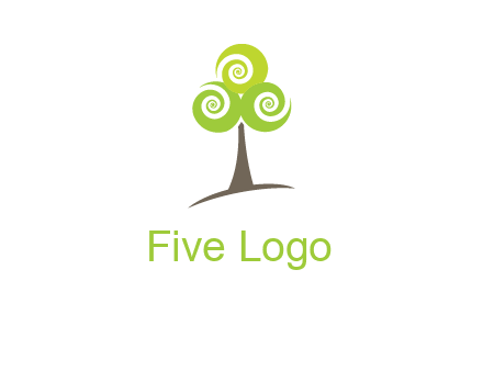 tree with swirl or spiral leaves logo