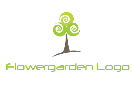 tree with swirl or spiral leaves logo