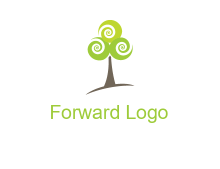 tree with swirl or spiral leaves logo
