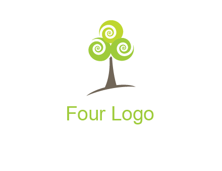 tree with swirl or spiral leaves logo