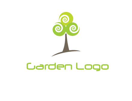 tree with swirl or spiral leaves logo