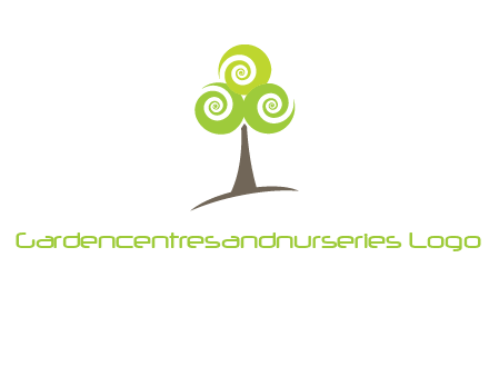 tree with swirl or spiral leaves logo