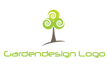 tree with swirl or spiral leaves logo
