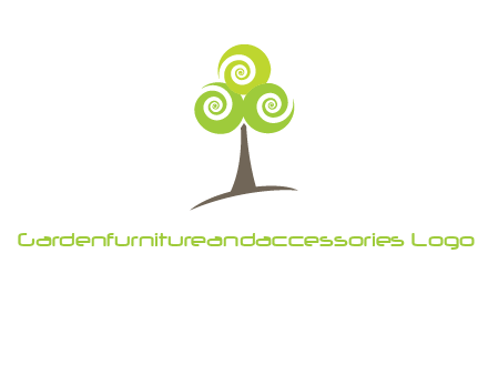 tree with swirl or spiral leaves logo