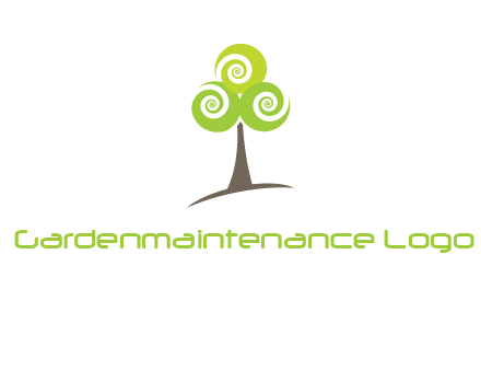 tree with swirl or spiral leaves logo