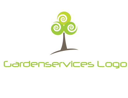 tree with swirl or spiral leaves logo