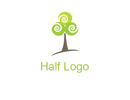 tree with swirl or spiral leaves logo