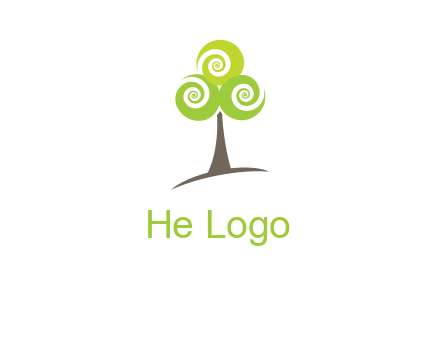 tree with swirl or spiral leaves logo