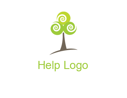 tree with swirl or spiral leaves logo